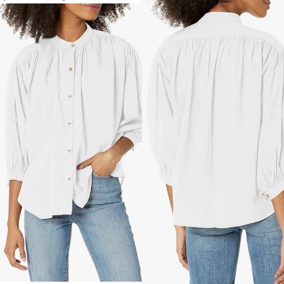 Rebecca Taylor Long Sleeve Voile Button Down Blouse White Size XL - Picture 1 of 7